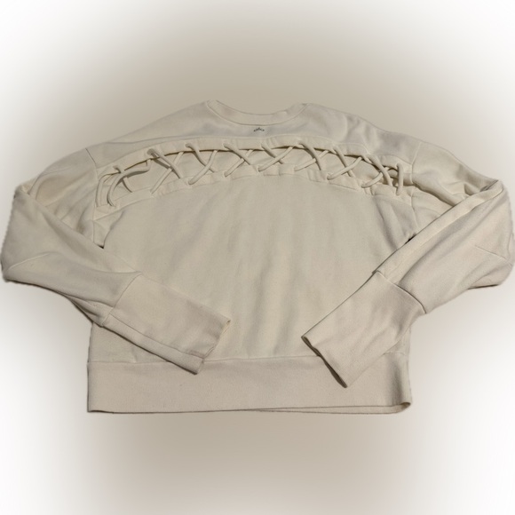 ALO Yoga Tops - Alo Sweatshirt Cream Crosshatch Back and Long Sleeves